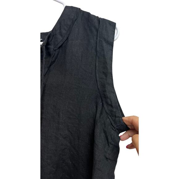 Vineyard Vines Women's Black Sleeveless Linen V-Neck Tassles Top Small - Picture 4 of 9